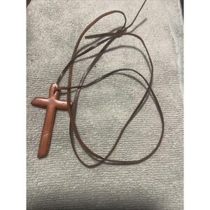 Leather Brown Cross Pendant Leather Rope Necklace